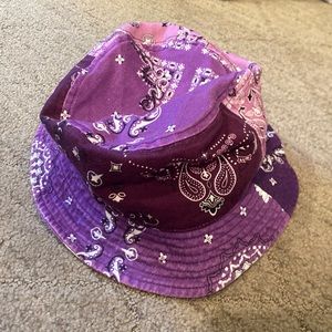 Urban Outfitters Purple Bandana Print Bucket Hat